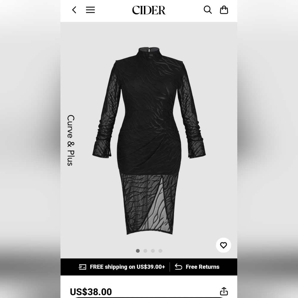 Curve & Plus solid mesh split midi dress